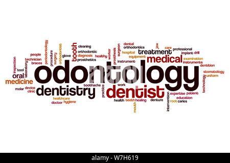 Odontology word cloud concept Stock Photo