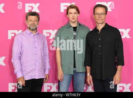 August 6, 2019, Beverly Hills, California, USA: 06 August 2019 - Beverly Hills, California - Andy Serkis, Joe Alwyn, Guy Pearce. 2019 FX Networks Summer TCA held at Beverly Hilton Hotel. Photo Credit: Birdie Thompson/AdMedia (Credit Image: © Birdie Thompson/AdMedia via ZUMA Wire) Stock Photo