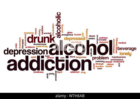 Alcohol addiction word cloud concept Stock Photo