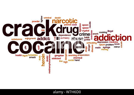 Crack cocaine word cloud concept Stock Photo
