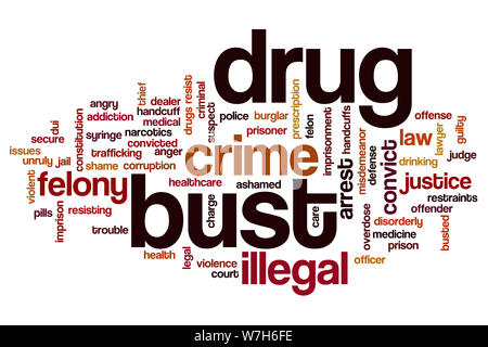 Drug bust word cloud concept Stock Photo
