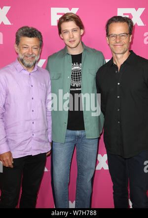 Beverly Hills, Ca. 6th Aug, 2019. Andy Serkis, Joe Alwyn and Guy Pearce at the FX Networks Starwalk TCA at the The Beverly Hilton in Beverly Hills, California on August 6, 2019. Credit: Faye Sadou/Media Punch/Alamy Live News Stock Photo