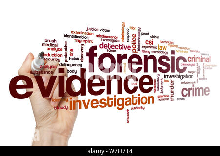 Forensic evidence word cloud concept Stock Photo
