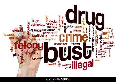 Drug bust word cloud concept Stock Photo