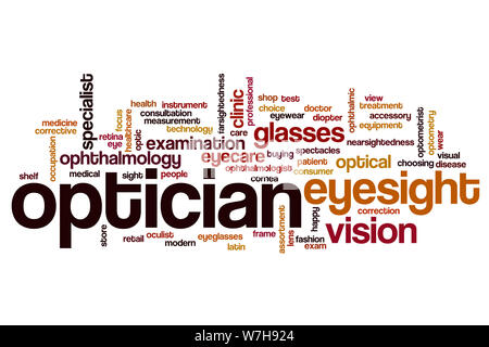 Optics Word/text Optician word cloud concept Stock Photo - Alamy