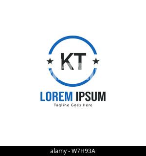 Initial KT logo template with modern frame. Minimalist KT letter logo vector illustration design Stock Vector