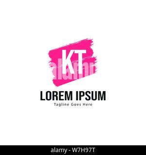 Initial KT logo template with modern frame. Minimalist KT letter logo vector illustration design Stock Vector