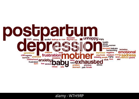 Postpartum depression word cloud concept Stock Photo