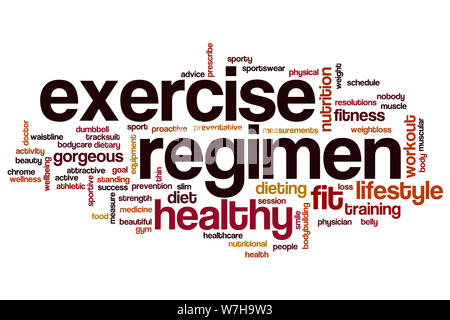 Exercise regimen word cloud concept Stock Photo