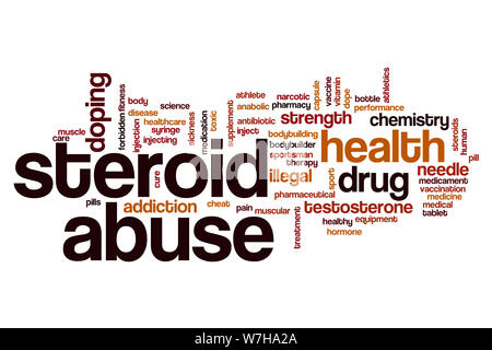 Steroid abuse word cloud concept Stock Photo