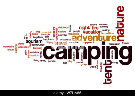 Camping word cloud concept Stock Photo