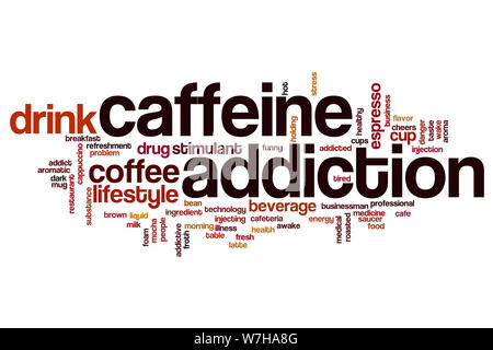 Caffeine addiction word cloud concept Stock Photo
