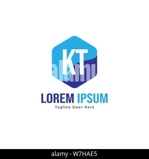 Initial KT logo template with modern frame. Minimalist KT letter logo vector illustration design Stock Vector