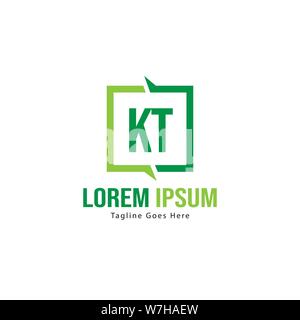 Initial KT logo template with modern frame. Minimalist KT letter logo vector illustration design Stock Vector