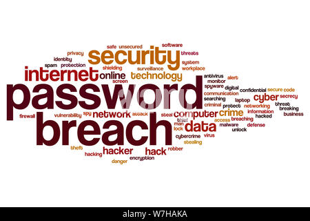 Password breach word cloud concept Stock Photo