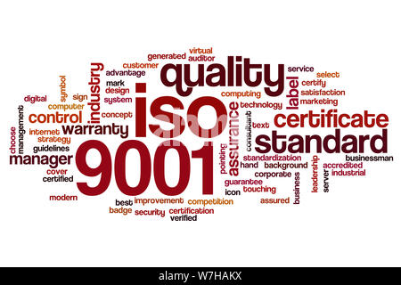ISO 9001 word cloud concept Stock Photo