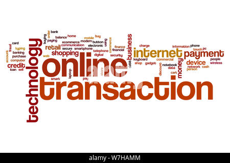 Online transaction word cloud concept Stock Photo