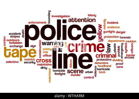 Police line word cloud concept Stock Photo