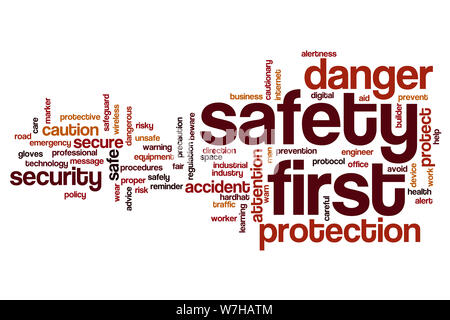 Safety first word cloud concept Stock Photo