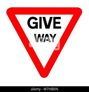 The traditional 'GIVE WAY' traffic sign isolated on a white background Stock Vector