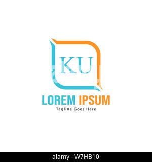 Initial KU logo template with modern frame. Minimalist KU letter logo vector illustration design Stock Vector
