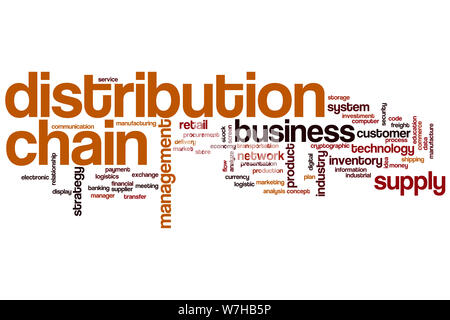 Distribution chain word cloud concept Stock Photo