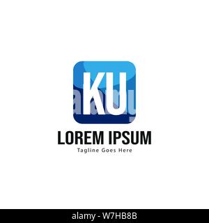 Initial KU logo template with modern frame. Minimalist KU letter logo vector illustration design Stock Vector
