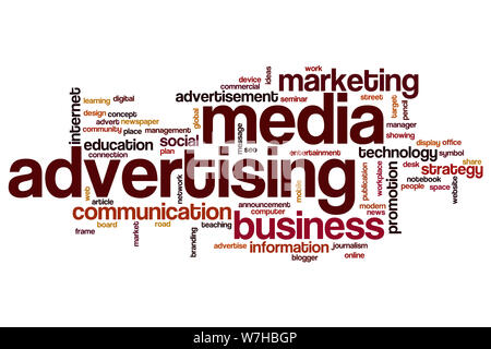 Media advertising word cloud concept Stock Photo