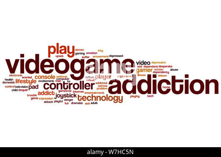 Videogame addiction word cloud concept Stock Photo