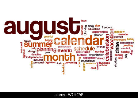 August word cloud concept Stock Photo