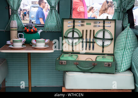 The interior of a vintage VW or Volkswagen camper van Stock Photo - Alamy