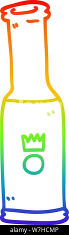 rainbow gradient line drawing of a cartoon bottle of pop Stock Vector