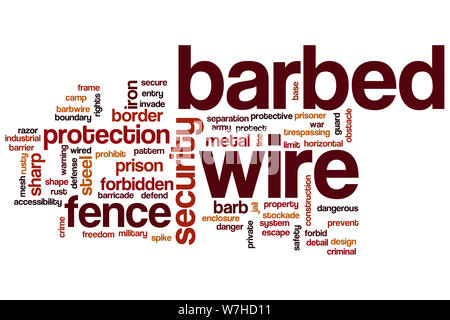 Barbed wire word cloud concept Stock Photo