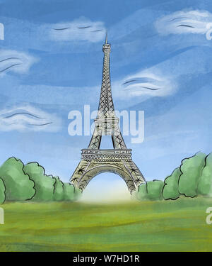 Eiffel Tower hand drawn illustration Stock Photo