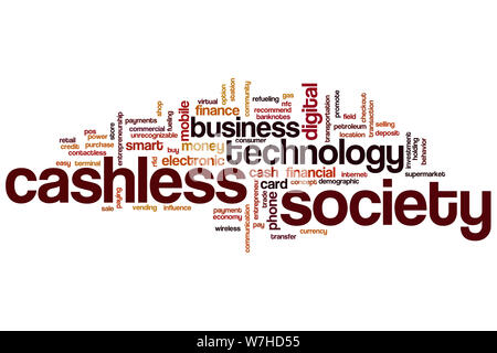 Cashless society word cloud concept Stock Photo