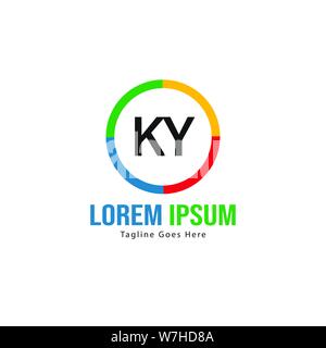 Initial KY logo template with modern frame. Minimalist KY letter logo vector illustration design Stock Vector