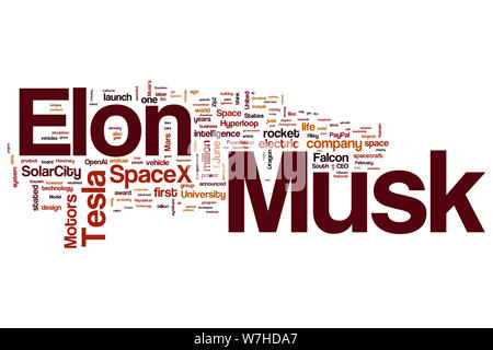 Elon Musk word cloud concept Stock Photo