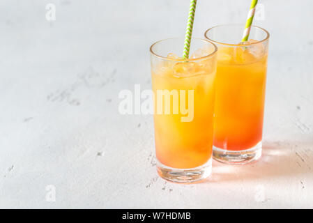 Two glasses of tequila sunrise cocktail Stock Photo