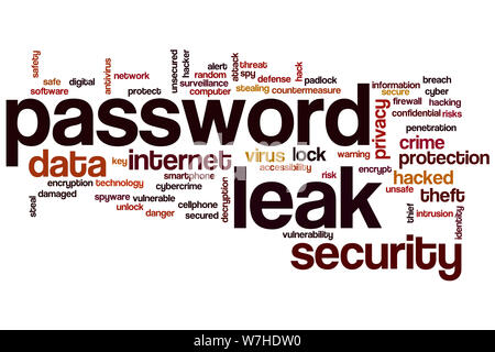 Password leak word cloud concept Stock Photo