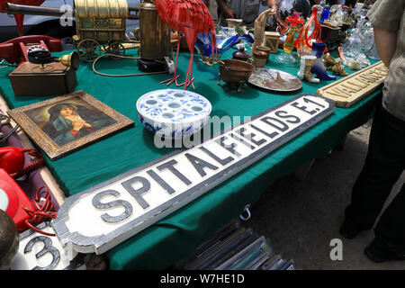 Brick Lane colourful vintage market on Sclater Street, in Spitalfields, Tower Hamlets, East End, London, UK Stock Photo