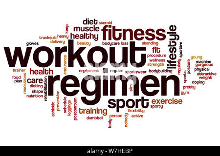 Workout regimen word cloud concept Stock Photo