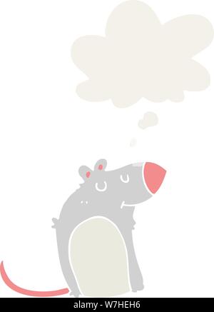cartoon fat rat with thought bubble in retro style Stock Vector