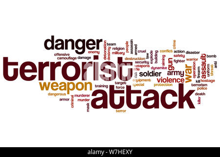 Terrorist attack word cloud concept Stock Photo