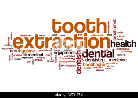 Tooth extraction word cloud concept Stock Photo