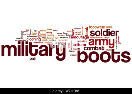 Military boots word cloud concept Stock Photo