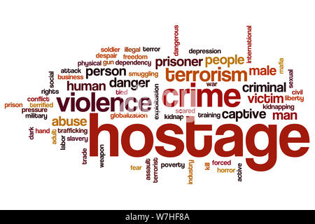 Hostage word cloud concept Stock Photo