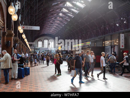 Copenhagen Central Station , interior, people on the concourse at the main railway station, Copenhagen, Denmark Scandinavia Europe Stock Photo