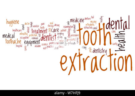 Tooth extraction word cloud concept Stock Photo