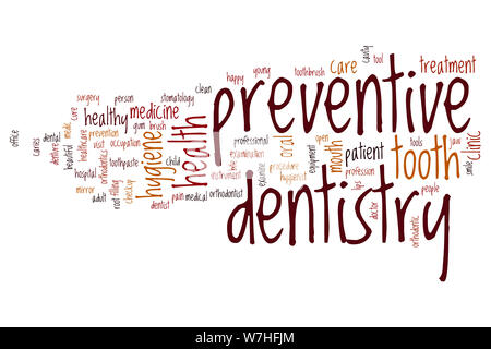 Preventive dentistry word cloud concept Stock Photo