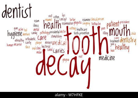 Tooth decay word cloud concept Stock Photo